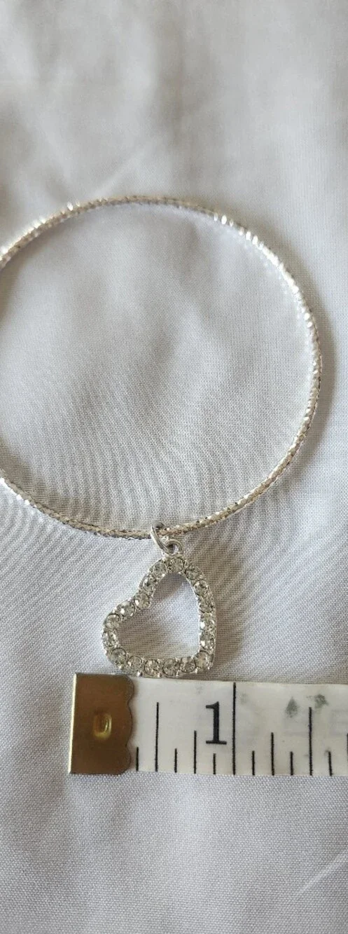 Silver Charm Bangle Set with Star, Initial J and Heart Charms